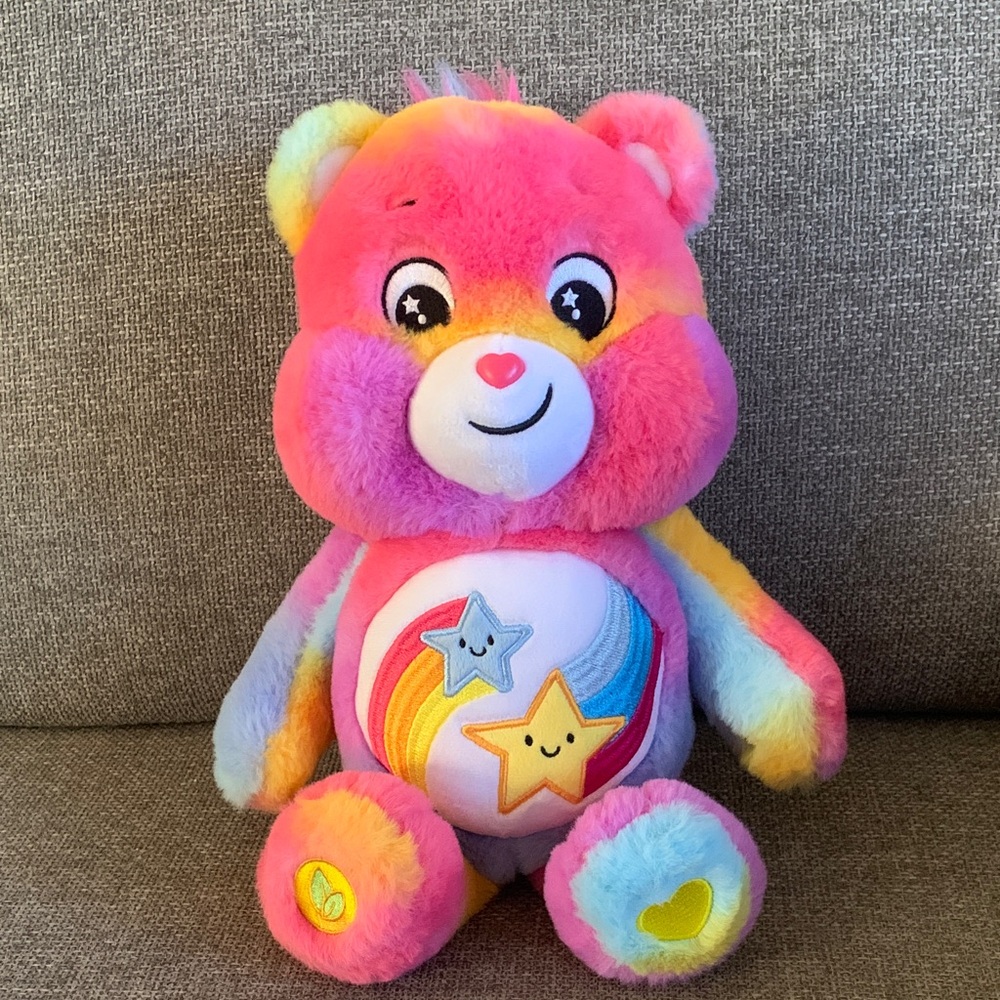 Care Bears 14” Rainbow Tie Dye Plush Dare to Care Bear
